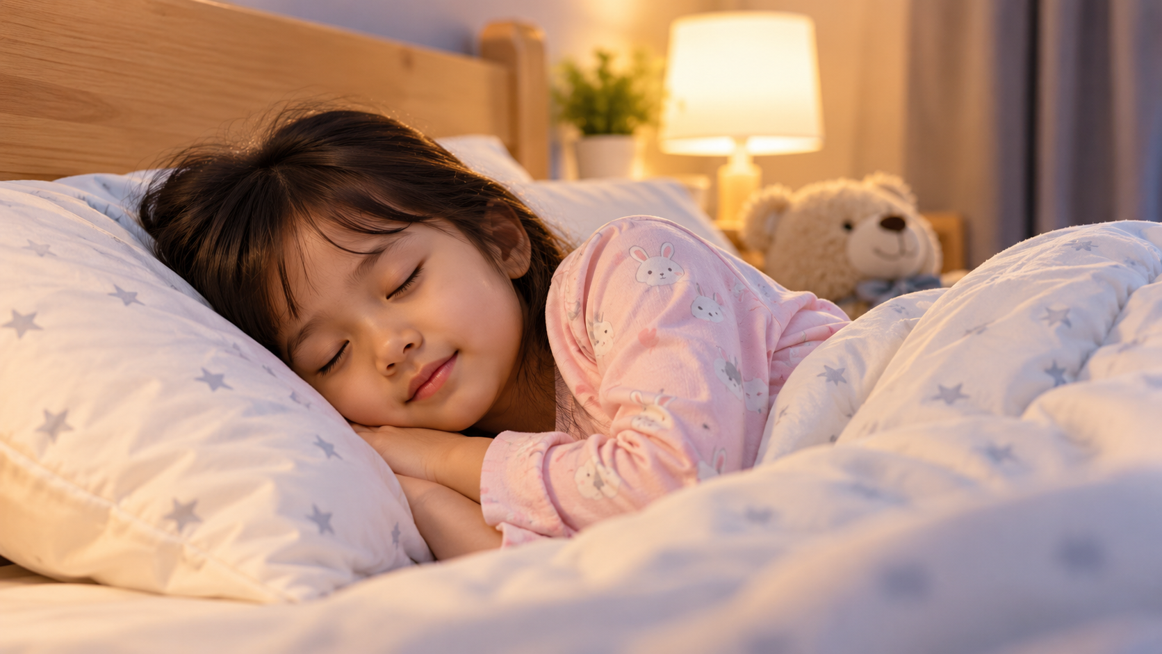 Anak tidur nyenyak dalam rutinitas tidur yang sehat